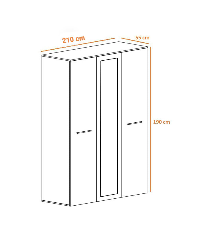 Armoire à portes coulissantes avec miroir ,couleur blanc, 210×190 cm