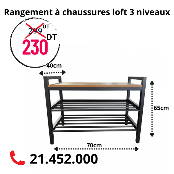 Rangement à Chaussures Loft 3 Niveaux