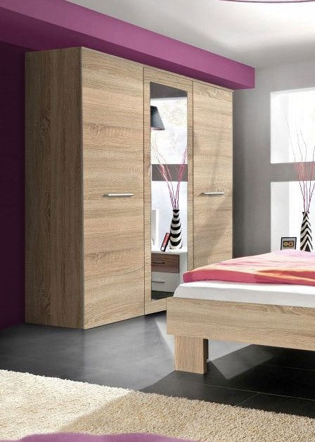 Armoire à portes coulissantes avec miroir couleur chêne 210×190 cm