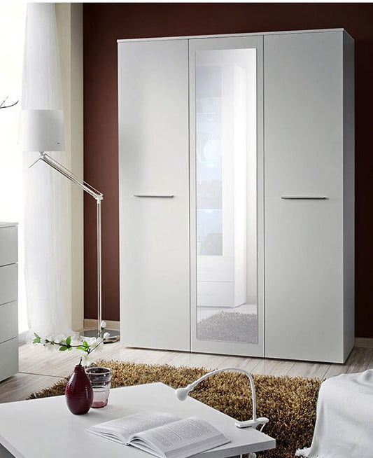 Armoire à portes coulissantes avec miroir ,couleur blanc, 210×190 cm