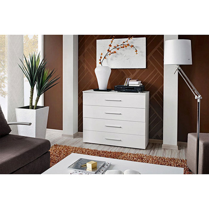 Commode avec 4 tiroirs -couleur Blanc-